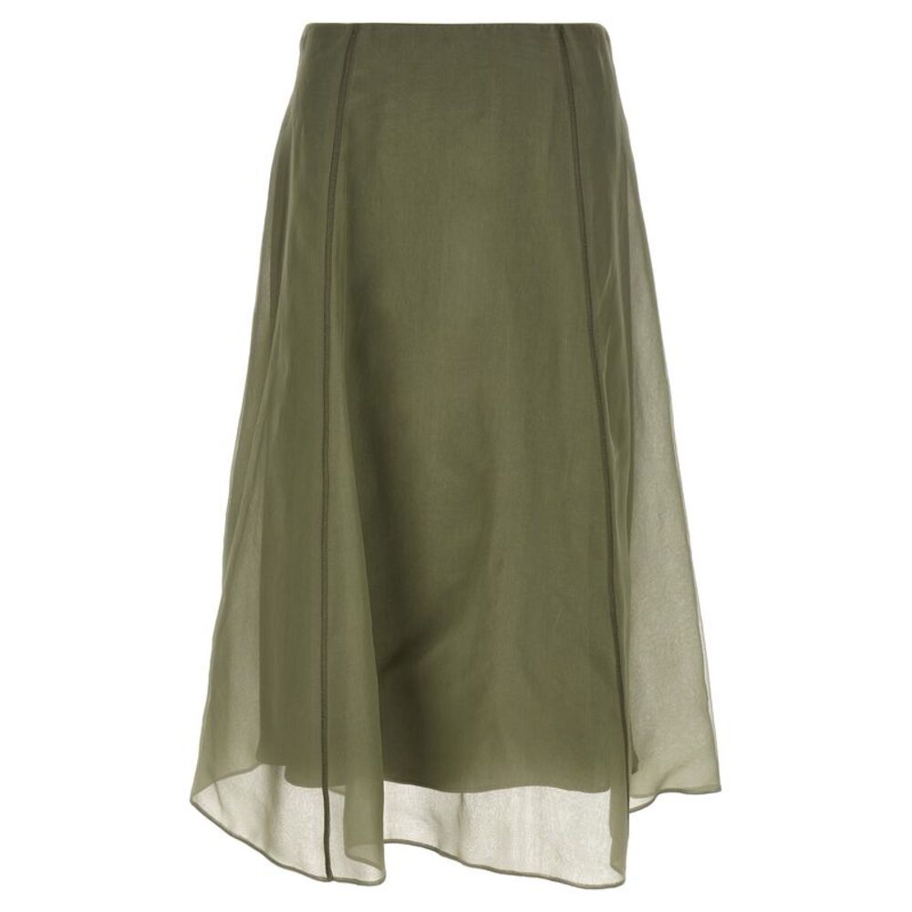 Brunello Cucinelli Bicolor Silk Midi Women's Skirt
